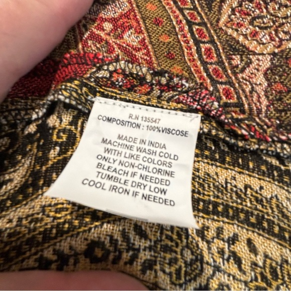 AVANI DEL AMOUR Sz  M/L Bohemian Unlined Colourful Fringed Open Front Kimono - Picture 8 of 8